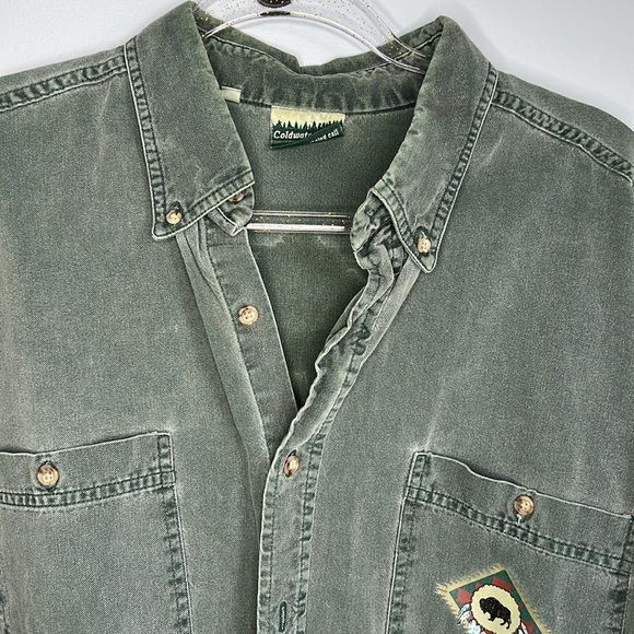 Southwest Buffalo Faded Wash Green Pocket Button Down - Picture 5 of 8